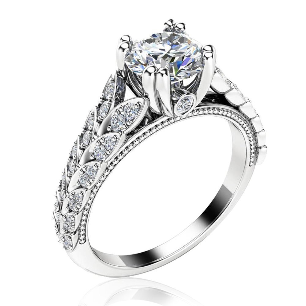 🍁 925 Silver Crystal Zircon Stone Unique Leaf Design Ring for Women, VIP341 - Picture 5 of 10